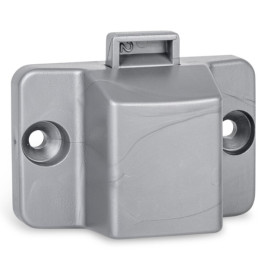 Mini serrure gris Pushlock | Fermeture discrète pour mobilier camping-car et van aménagé | position ouverte