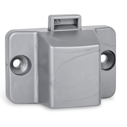 Mini serrure gris Pushlock | Fermeture discrète pour mobilier camping-car et van aménagé | position fermée