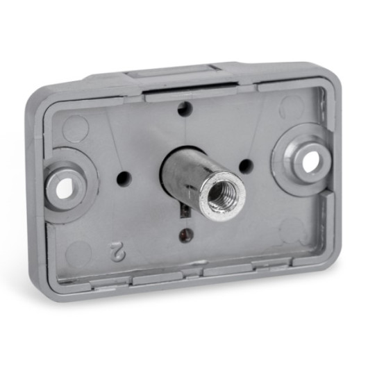 Mini serrure gris Pushlock | Fermeture discrète pour mobilier camping-car et van aménagé | derrière fermé