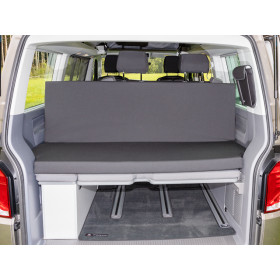 Lit pliant IXTEND Brandrup - couchage banquette VW T6.1 Multivan / California Beach - déplié