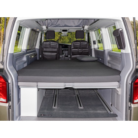 Lit pliant IXTEND Brandrup - couchage banquette VW T6.1 Multivan / California Beach - déplié