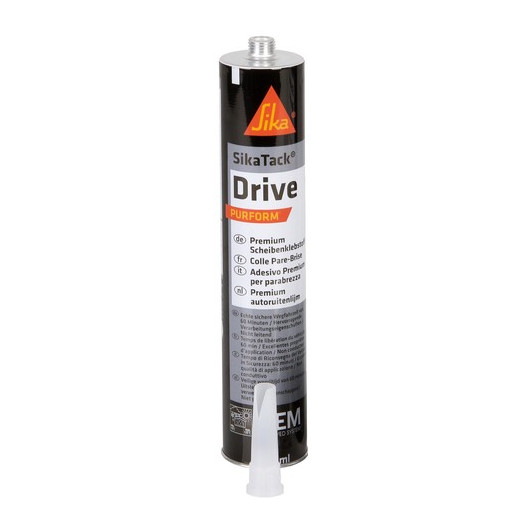 SikaTack Drive Purform - Colle à pare-brise pour professionnel, PU a séchage rapide : vu cartouche 300 ml avec canule coupe en V