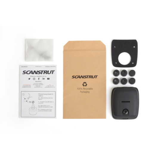 DS-HD6 Passe-câble double noir Scanstrut |Presse étoupe pour bateau ou camping-car | Kit livraison