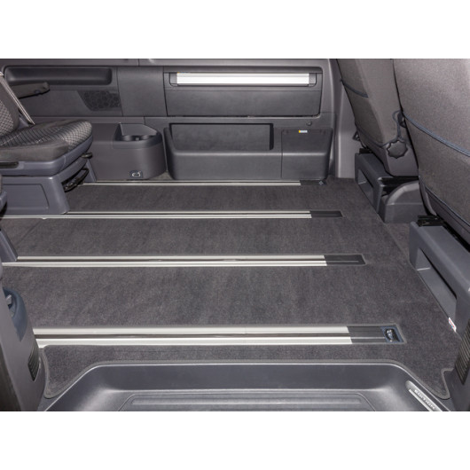 Tapis arrière Brandrup - tapis de sol en velours pour VW T5 / T6 / T6.1 & Multivan - noir