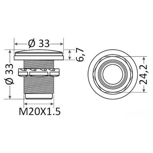 Spot LED encastrable OSCULATI IP68 - éclairage de courtoisie pour bateau ou fourgon aménagé - schéma