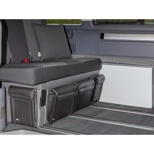 Lot de 2 pochettes pour tiroir banquette lit VW T5 / T6 / T6.1 California - van aménagé - noir titane