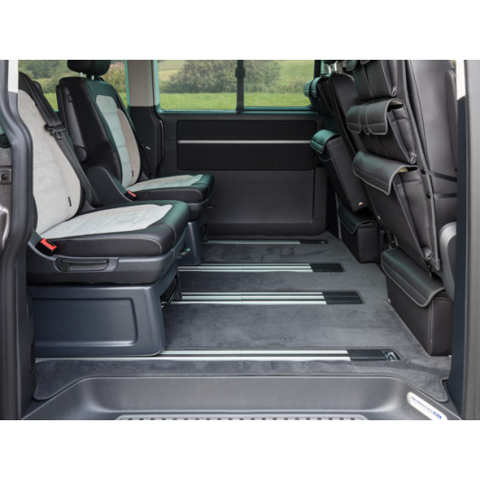 Tapis arrière Brandrup - tapis de sol en velours pour VW T5 / T6 / T6.1 & Multivan - gris
