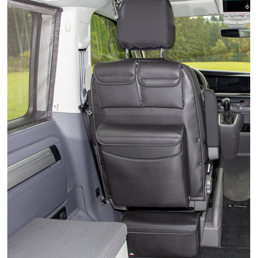 Dos de siège conducteur Brandrup - rangement VW T5 T6 T6.1 California Beach & Multivan - noir titane