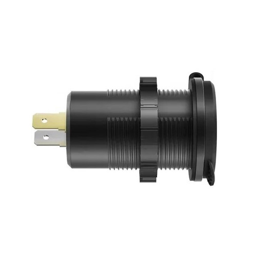 Power Line Chargeur USB HABA, Prise 12/24 V, Equipement camping-car & van, Vu de côté avec connecteurs 6,3 mm