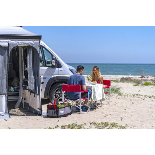 Pack Organizer Box Fiamma | Coffre textile pliable pour camping-car et van | en situation devant camping-car