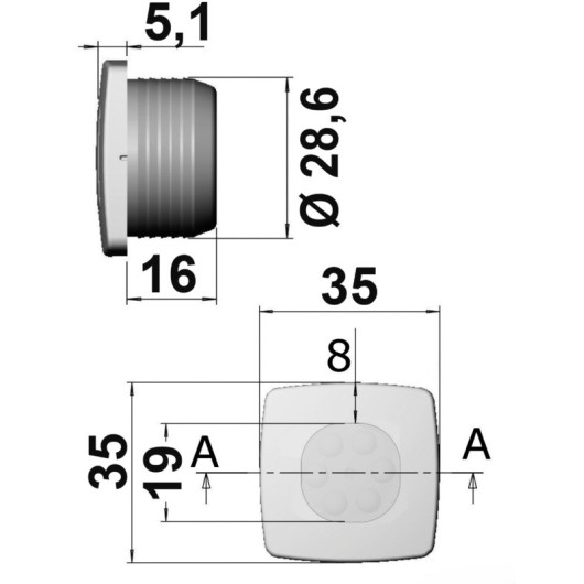 Spot LED Constella Osculati - éclairage de courtoisie IP65 pour bateau et fourgon - schéma