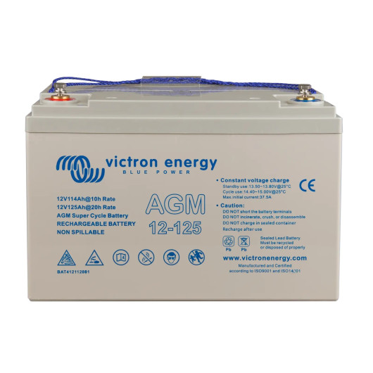Victron Batterie AGM Super Cycle 12V 125Ah | Batterie de servitude pour camping-car, van et bateau | vue de face