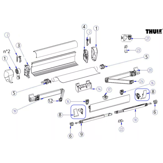 Vue éclatée pièces détachées STORE THULE Omnistor 5003