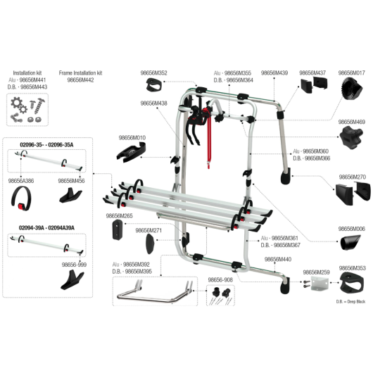 FIAMMA Carry-Bike Frame Sprinter | Pièces détachées, sûr vu éclatée du porte-vélo