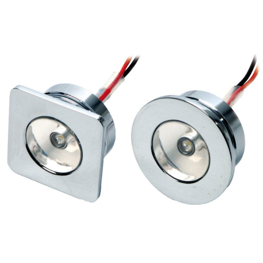 Spot LED Osculati - éclairage rond ou carré encastrable 12 V en laiton chromé - visuel