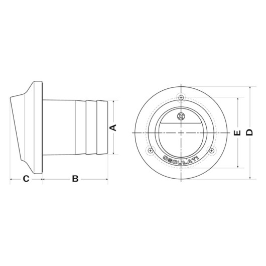 Sortie d’échappement inox et clapet OSCULATI pour bateau moteur inbord – dimensions