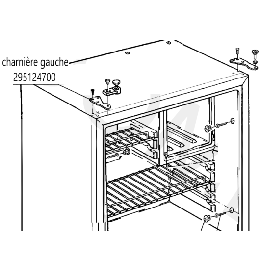 DOMETIC Charnière supérieur gauche sur schéma réfrigérateur