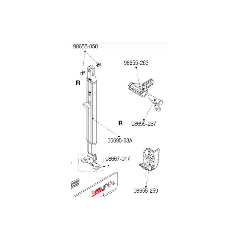 Prodotto: 734 - KIT SNODO PALINA SX F45TI 98655-054 - FIAMMA (ACCESSORI PER CAMPER-CARAVAN-RICAMBI - RICAMBI FIAMMA
