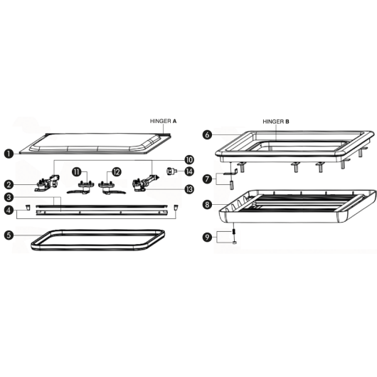 CARBEST Pièces détachées et vitrage de remplacement Classic sur une vue éclatée