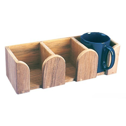 Porte-tasse ou canette en teck Arc Marine - support mural pour la cuisine du bateau - 3 tasses