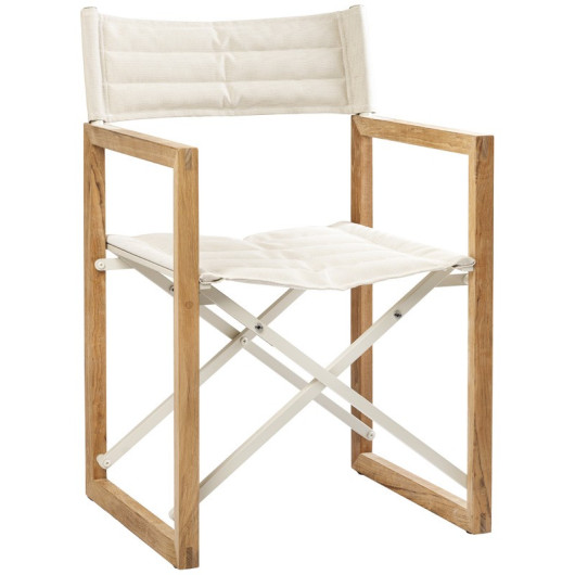 Chaise pliante ARC MARINE The Square en teck et toile Batyline pour bateau, van ou camping-car  - lin