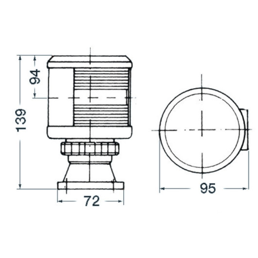 Feux de navigation - 20 m 24V DHR35 | Feux de navigation pour bateaux professionnels de moins de 20m | dimensions sur base