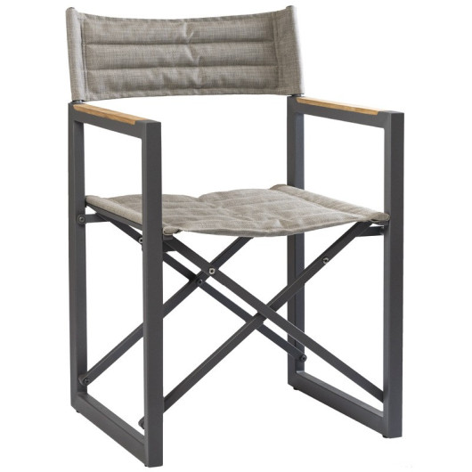 Chaise pliante ARC MARINE The Square en teck et toile Batyline pour bateau, van ou camping-car  - gris
