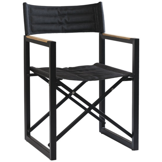 Chaise pliante ARC MARINE The Square en teck et toile Batyline pour bateau, van ou camping-car  - anthracite