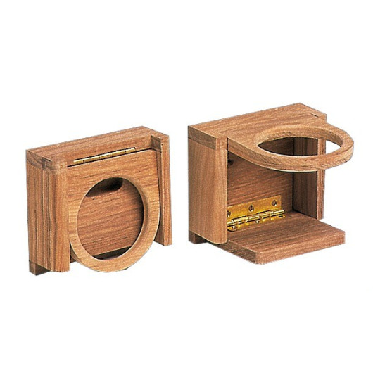 Porte-verres mural pliable ARC MARINE en teck – support pour boissons à bord de bateau, van ou camping-car