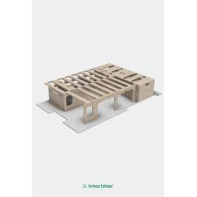 Lit peigne en L pour aménagement de van aménagé Tchao tchao | Meuble en bois pour fourgon