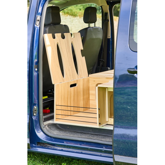 Lit peigne en L pour aménagement de van aménagé Tchao tchao | Meuble en bois pour fourgon