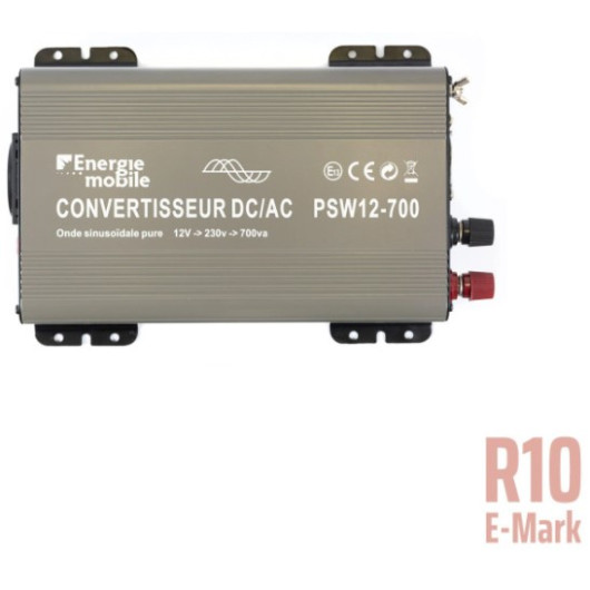 Convertisseur sinusoïdal DC-AC PSW-V2 700 Va Energie Mobile | électricité en van, bateau, camping-car | normé R10