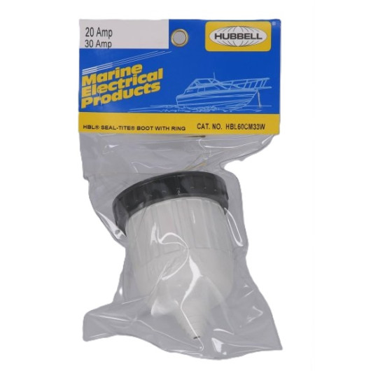 Capuchon blanc Hubbell pour fiches 16/32A | protection étanche pour prise 230V de bateau | emballage
