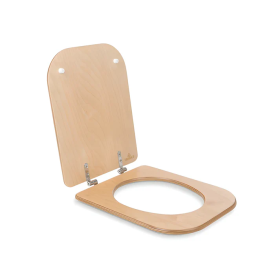Siège de toilette avec couvercle en bois Trobolo - accessoire pour toilettes sèches - ouvert