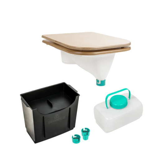 Kit DIY avec siège en bois Trobolo - Toilettes sèches à séparation pour van, fourgon