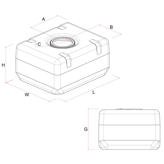 Réservoir d'eau extra plat Nuova Rade - circuit eau propre 30 à 90 L bateau et van