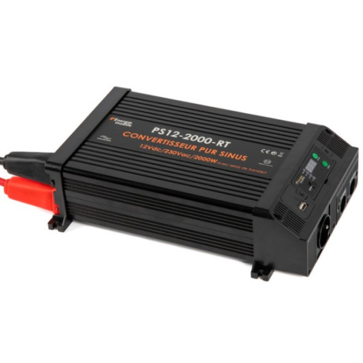 Convertisseur sinusoïdal 12V/230V 2000W PS RT - Relais transfert + ignition pour van & bateau | vue de haut