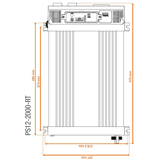 Convertisseur sinusoïdal 12V/230V 2000W PS RT - Relais transfert + ignition pour van & bateau | dimensions