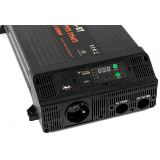 Convertisseur sinusoïdal 12V/230V 3000W PS RT Energie Mobile - Relais transfert auto pour van et bateau | panneau de commande