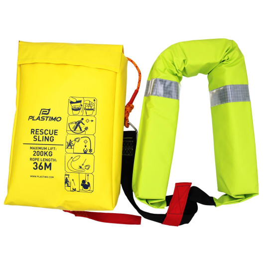 Système de récupération Plastimo MOB Rescue Sling de 36 m | Bouée, engin flottant et perche IOR | Ensemble avec sac jaune