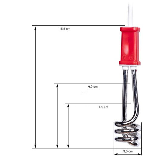 Thermoplongeur 12V Reimo | Chauffe-eau portable allume-cigare pour camping-car, van et bateau | dimensions