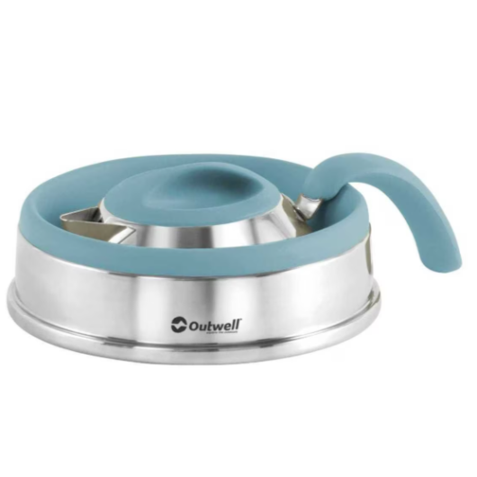 Bouilloire pliable OUTWELL silicone camping-car, van, fourgon aménagé et bateau | couleur bleu clair repliée