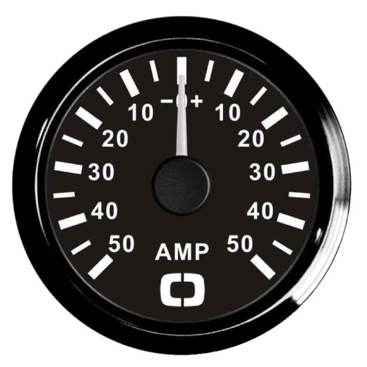 Cadran ampèremètre à aiguille 50 Amp Osculati 12/24V étanche pour bateau & camping-car | noir