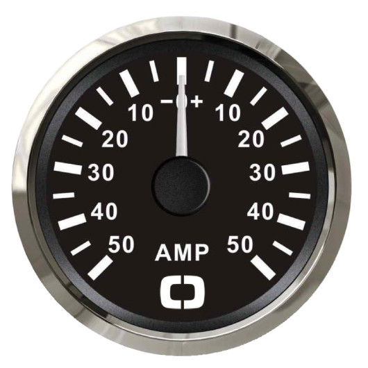 Cadran ampèremètre à aiguille 50 Amp Osculati 12/24V étanche pour bateau & camping-car | noir chromé
