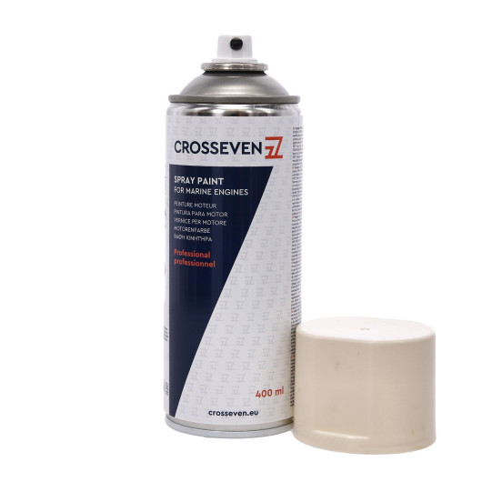 Peinture aérosol Crosseven pour moteur Caterpillar | Laque & peinture blanc | Bouchon ouvert