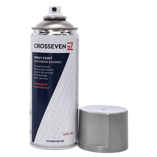 Peinture aérosol Crosseven pour moteur Suzuki| Laque & peinture | Gris | Bouchon ouvert