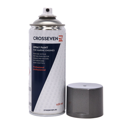 Peinture aérosol pour moteur Yanmar Crosseven | Laque & peinture pour bateau à voile ou moteur | Gris métal | Bouchon ouvert