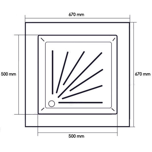 Bac à douche 500 x 500 mm  Soltherm | Compact et robuste pour fourgon aménagé | dimensions