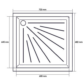 Thermoform Bac à douche 725 x 680 x 55 mm | grand receveur pour camping-car et fourgon aménagé