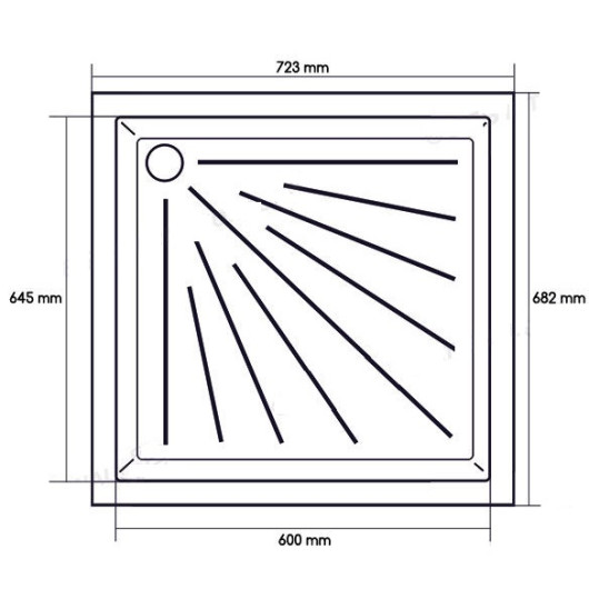 Thermoform Bac à douche 725 x 680 x 55 mm | grand receveur pour camping-car et fourgon aménagé | dimensions